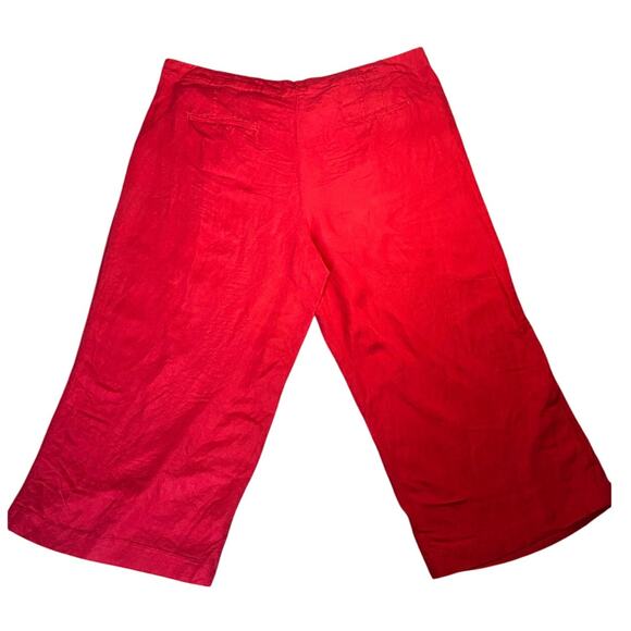 LOFT Red Linen Wide Leg Button Fly Crop Pants - Women's XXL - Picture 2 of 5
